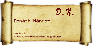 Donáth Nándor névjegykártya